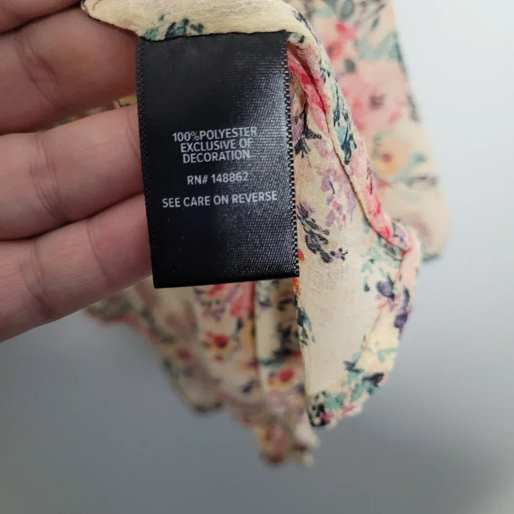 Torrid Ruffle Kimono Chiffon Floral Tan boho cover up beachy vacation size 4x - Picture 7 of 9